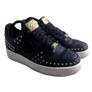 Nike Air Force 1 Low Women Star Studded Black Gold Sneakers DJ6900 001 Size 8.5